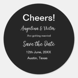 Proost bewaar de datum eenvoudig minimaal modern e ronde sticker