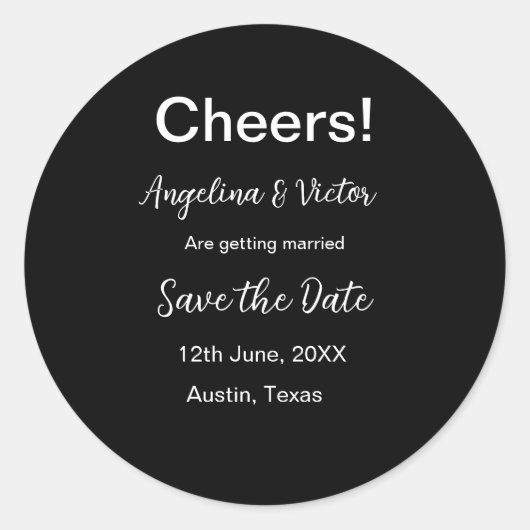 Proost bewaar de datum eenvoudig minimaal modern e ronde sticker (Voorkant)