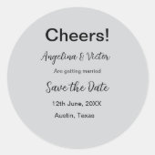 Proost bewaar de datum eenvoudig minimaal modern e ronde sticker (Voorkant)