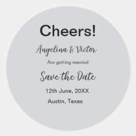 Proost bewaar de datum eenvoudig minimaal modern e ronde sticker