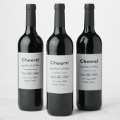 Proost bewaar de datum eenvoudig minimaal modern e wijn etiket (Flessen)