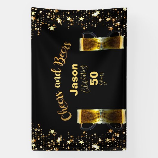 Proost & bier 50e verjaardag 4'x6' spandoek (Verticaal)