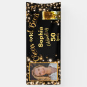 Proost & bier 50e verjaardag sprankelende sterren  spandoek (Verticaal)