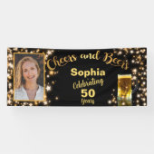 Proost & bier 50e verjaardag sprankelende sterren  spandoek (Horizontaal)