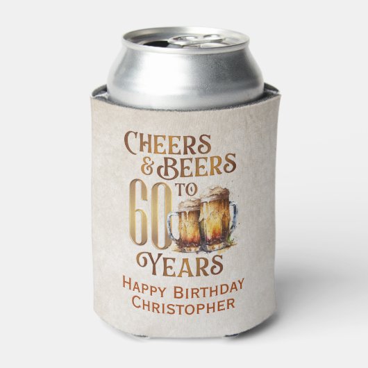 Proost & bier 60e verjaardag blikjeskoeler (Blikje Voorkant)