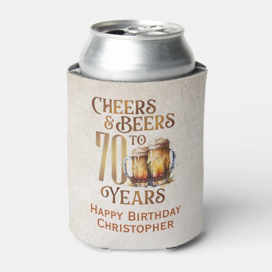 Proost & bier 70e verjaardag blikjeskoeler (Blikje Voorkant)