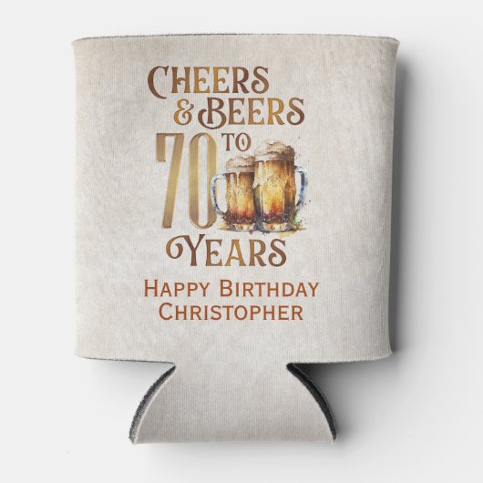 Proost & bier 70e verjaardag blikjeskoeler (Voorkant)