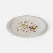 Proost & bier 70e verjaardag papieren bordje (Gekanteld)