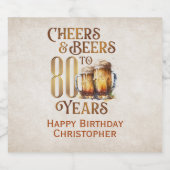 Proost & bier 80e verjaardag bier etiket (Enkel label)