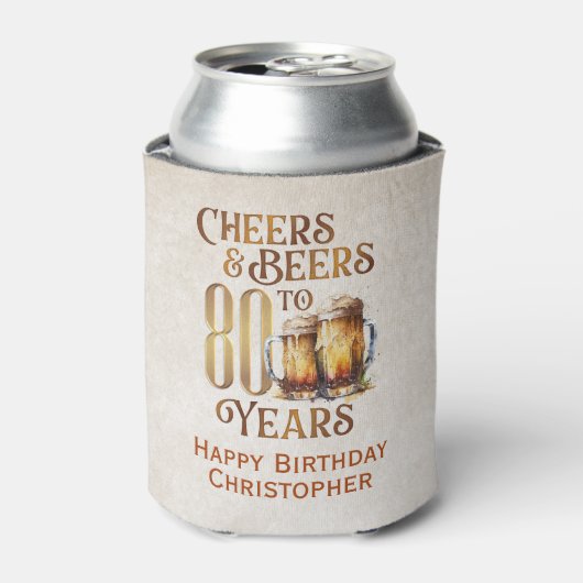 Proost & bier 80e verjaardag blikjeskoeler (Blikje Voorkant)