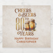 Proost & bier 80e verjaardag etiket (Enkel label)