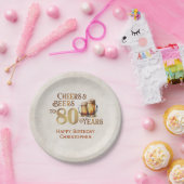 Proost & bier 80e verjaardag papieren bordje (Feest)