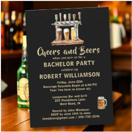 Proost & Bier Black & Gold Jonggezellenfeest  Kaart
