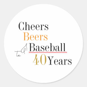 Proost Bier en Honkbal 40e Verjaardagsfeestje Ronde Sticker