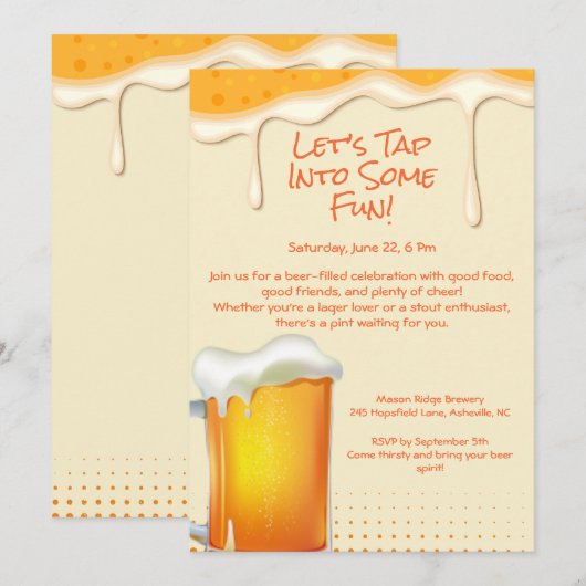 Proost & Bier – Feestelijke Uitnodigingen voor Bie (Voorkant / Achterkant)