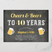 Proost & Bier Mijlpaal Verjaardagsfeestje Folie Uitnodiging (Voorkant)