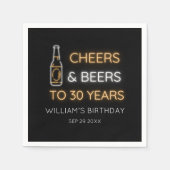 Proost & bier tot 30 jaar Neon teken verjaardag Servet (Voorkant)