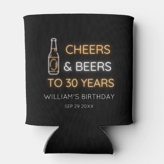 Proost & bier tot 30 jaar Neon Verjaardag Foto Blikjeskoeler (Achterkant)