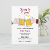 proost, bier, verjaardagsfeest uitnodiging (Staand voorkant)