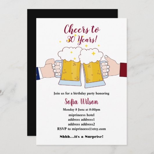 proost, bier, verjaardagsuitnodiging kaart (Voorkant / Achterkant)