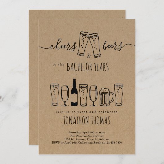 Proost & Bier Verjaardagsuitnodiging voor vrijgeze Kaart (Voorkant / Achterkant)