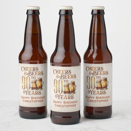 Proost & bieren 90e verjaardag bier etiket (Flessen)