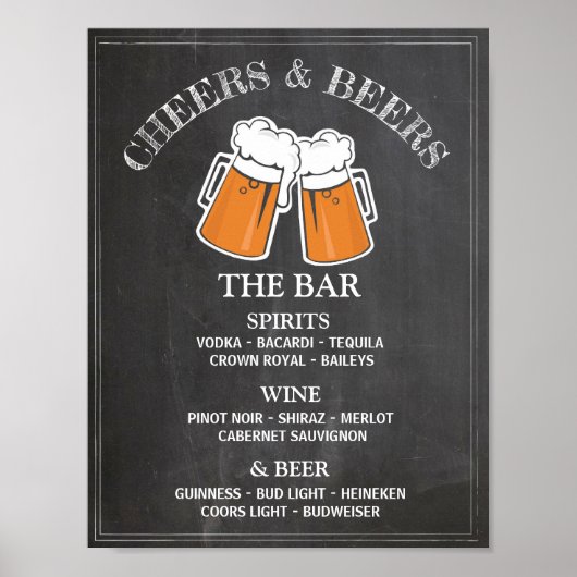 Proost Bieren Bar Bord Bruiloft Ontvangst Poster (Voorkant)
