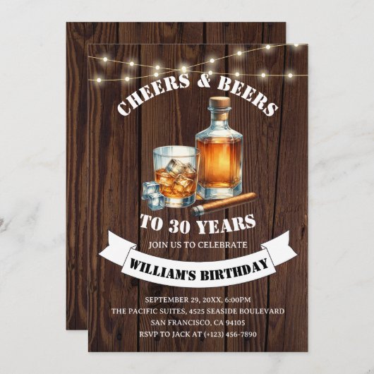 Proost & bieren rustiek 30e land verjaardagsfeestj kaart (Voorkant / Achterkant)