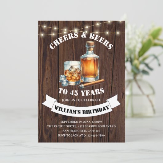 Proost & bieren Rustiek 45e Country Verjaardagsfee Kaart (Staand voorkant)