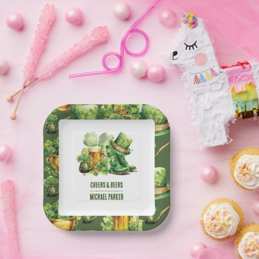Proost Bieren Verjaardag St Patrick's Day Custom Papieren Bordje (Feest)