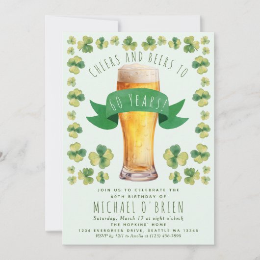 Proost Bieren Verjaardag St Patricks Feestuitnodig (Voorkant)