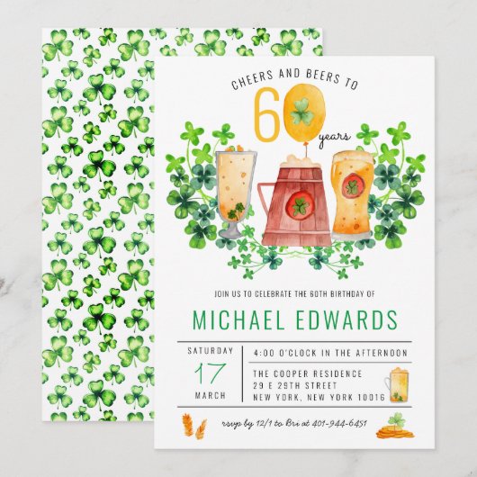 Proost Bieren Verjaardagsfeest St. Patrick's Day Kaart (Voorkant / Achterkant)