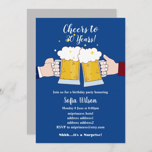 proost, biertjes, uitnodiging verjaardagsfeestje (Voorkant / Achterkant)