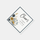 Proost Blauw Geel Bloemen Elegante Bruiloft Servet (Hoek)