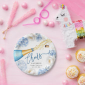 Proost Blauwe Champagne Bruiloftssluiting Papieren Papieren Bordje (Feest)