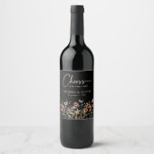 Proost Bloem Bruiloft Wijn Etiket (Voorkant)