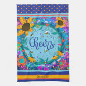 Proost Bloemen Leuke Bijen Kleurrijke Gepersonalis Theedoek (Verticaal)