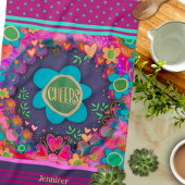 Proost Bloemenplezier Kleurrijke gepersonaliseerde Theedoek