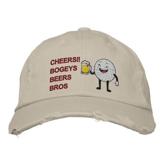 Proost! Bogeys Beers Bros Funny Golf Geborduurde Pet (Voorkant)