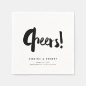 Proost Bold Edgy Modern Black Brush Script Wedding Servet (Voorkant)