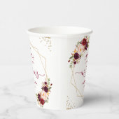 Proost Bourgondische rode bloemen gouden geometris Papieren Bekers (Rechts)