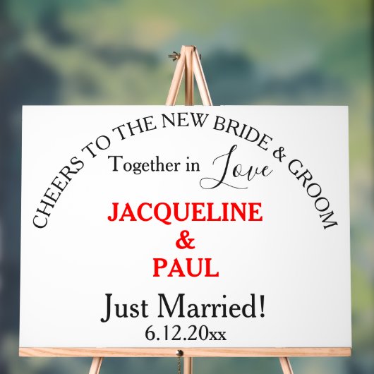 Proost bruid bruidegom net getrouwd rode namen acryl bord (Neutraal)