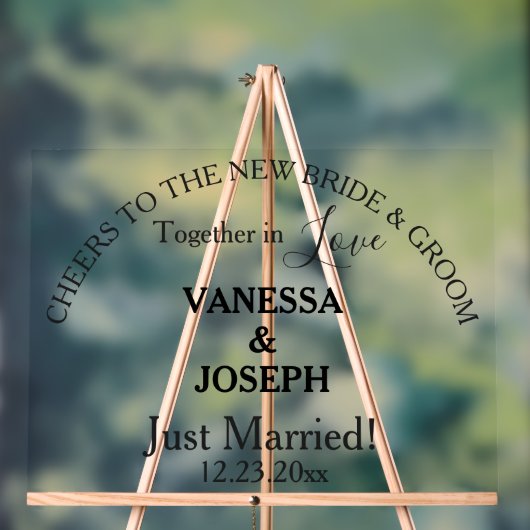 Proost bruid bruidegom net getrouwd zwarte namen d acryl bord (Neutraal)