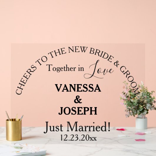 Proost bruid bruidegom net getrouwd zwarte namen d acryl bord (Huwelijk)