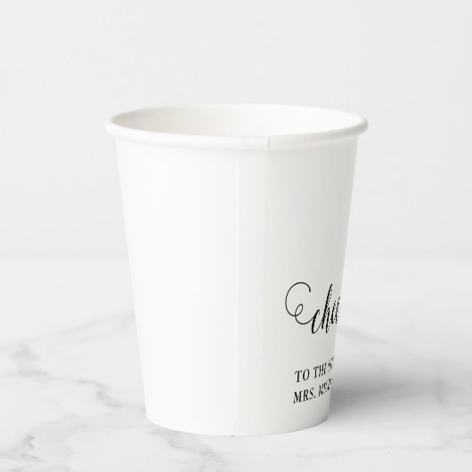 Proost bruid op bruiloft papieren bekers (Rechts)