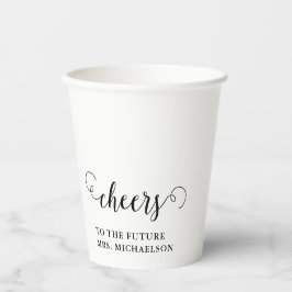 Proost bruid op bruiloft papieren bekers