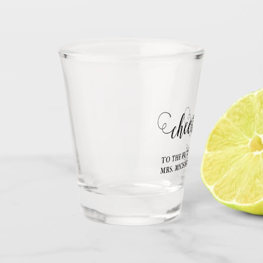 Proost bruid op bruiloft shot glas (Links)