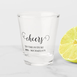 Proost bruid op bruiloft shot glas