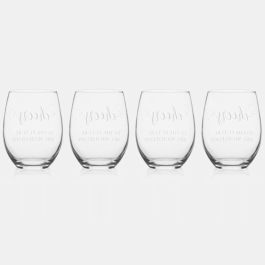 Proost bruid op bruiloft wijnglas zonder voet (Achterkant)