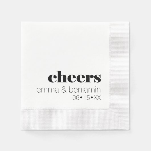 Proost - bruidsbruidegom Datum - Modern Huwelijk Servet (Voorkant)